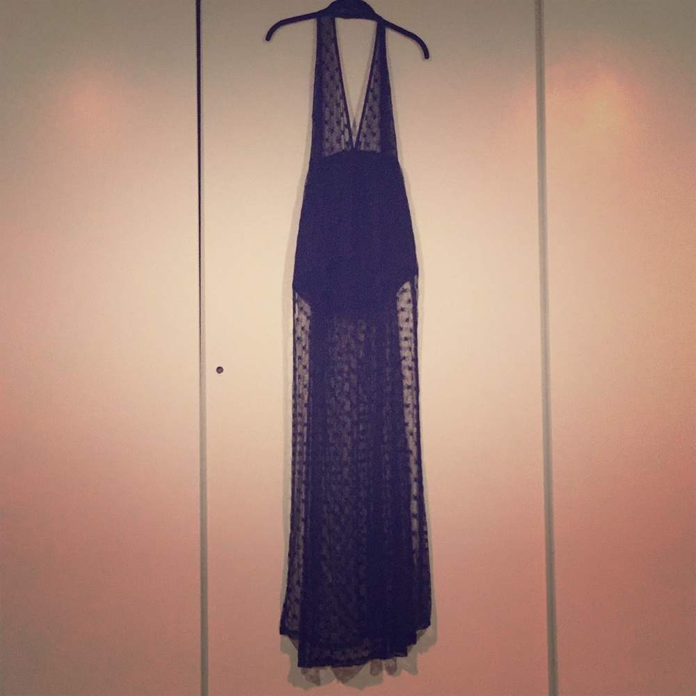 Sheer Halter Maxi Romper